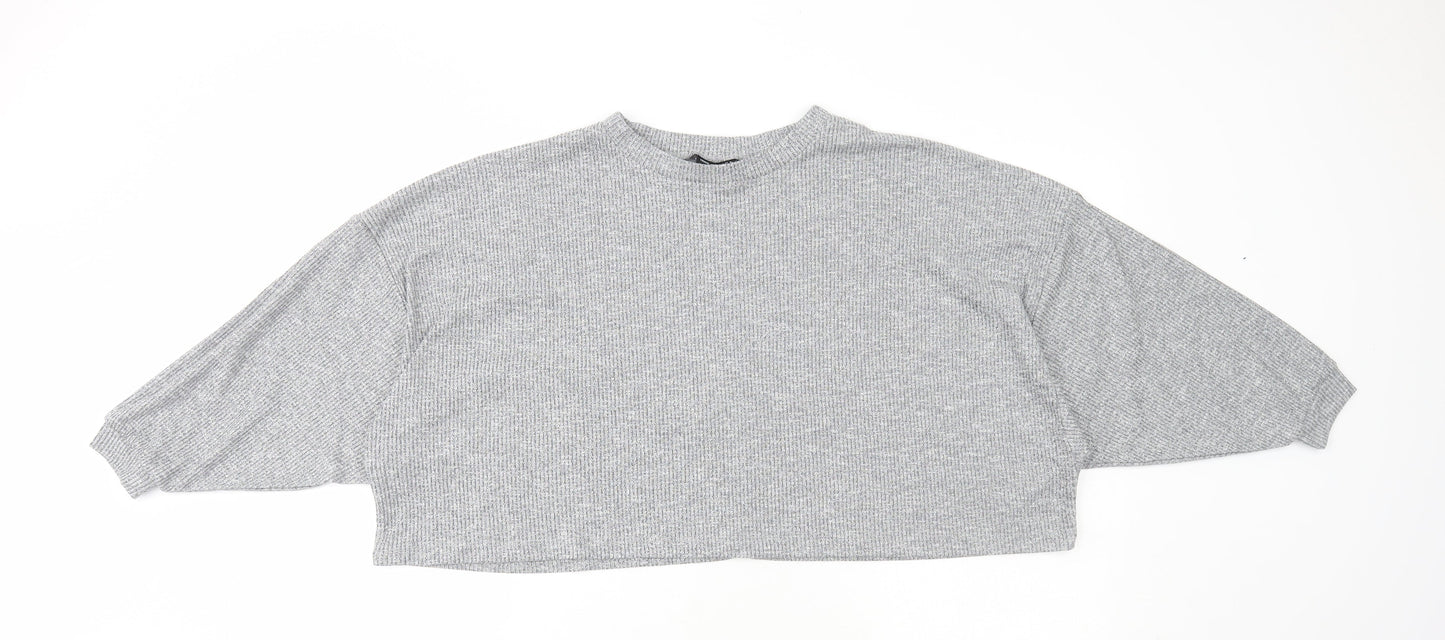 Womens UK Size 8 ASOS Grey Cropped T-Shirt