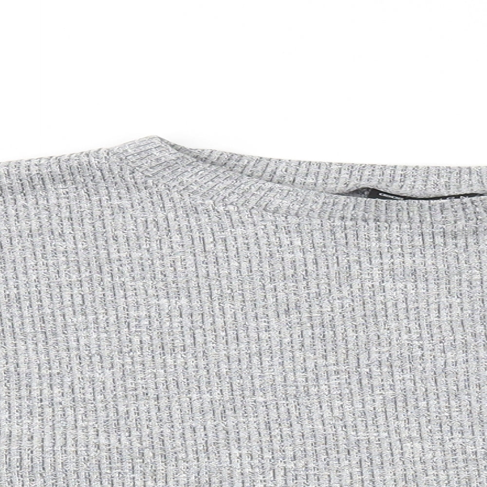 Womens UK Size 8 ASOS Grey Cropped T-Shirt