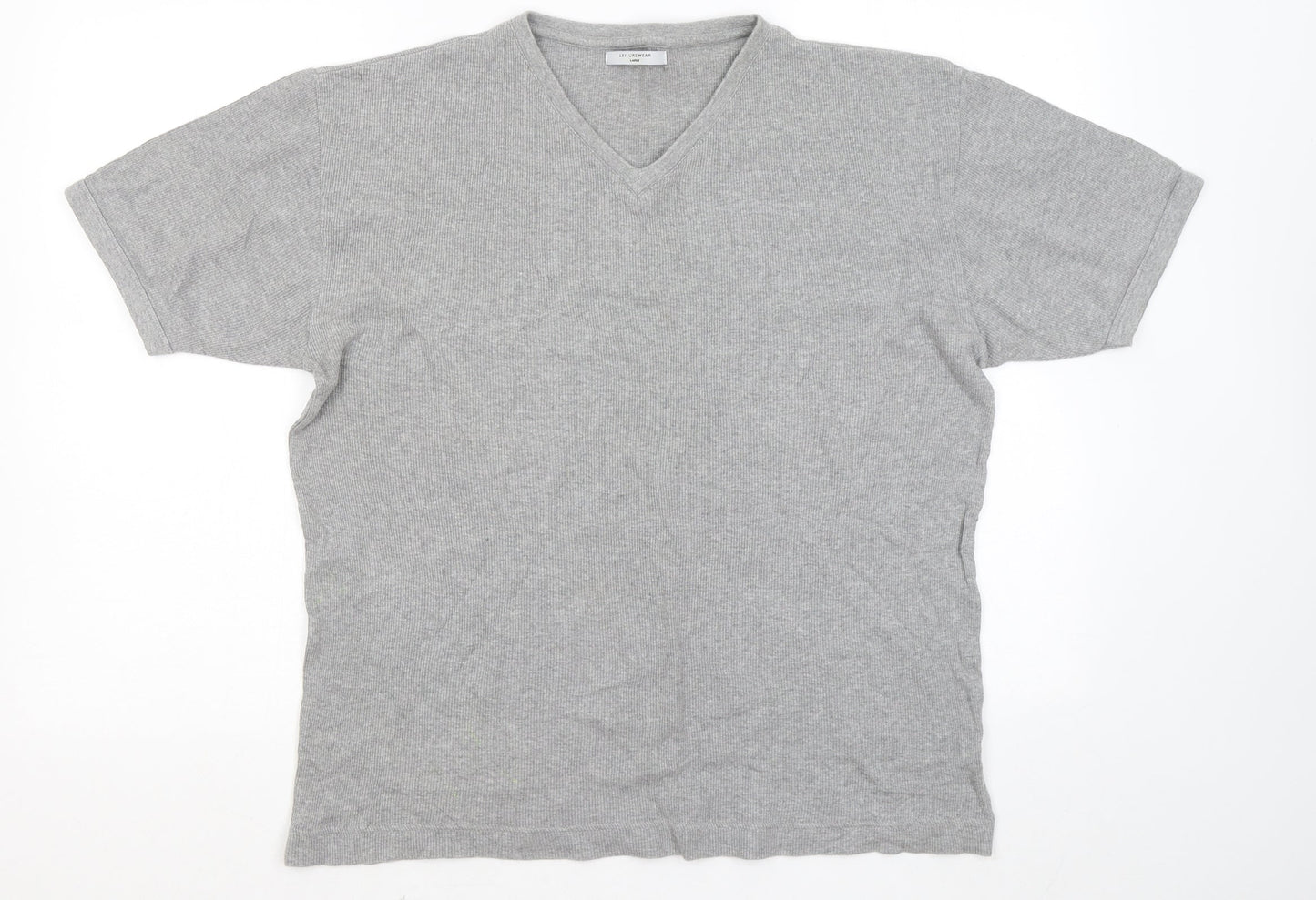 Leisure Wear Womens Grey V-Neck Cotton Pullover Jumper Size L