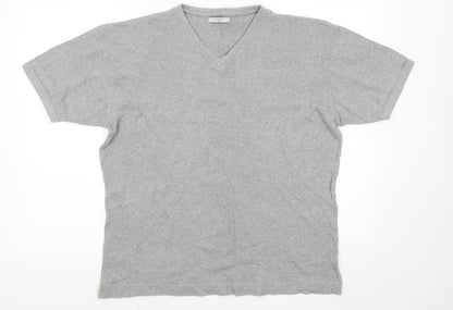 Leisure Wear Womens Grey V-Neck Cotton Pullover Jumper Size L