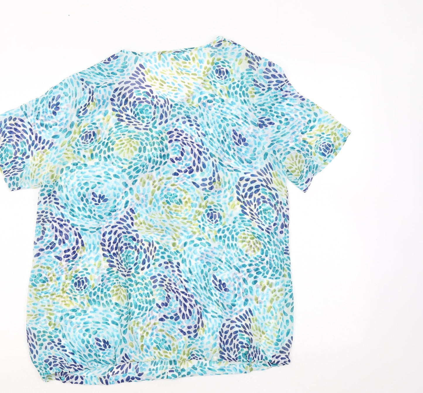 Damart Womens Multicoloured Geometric Viscose Basic Button-Up Size XL Round Neck