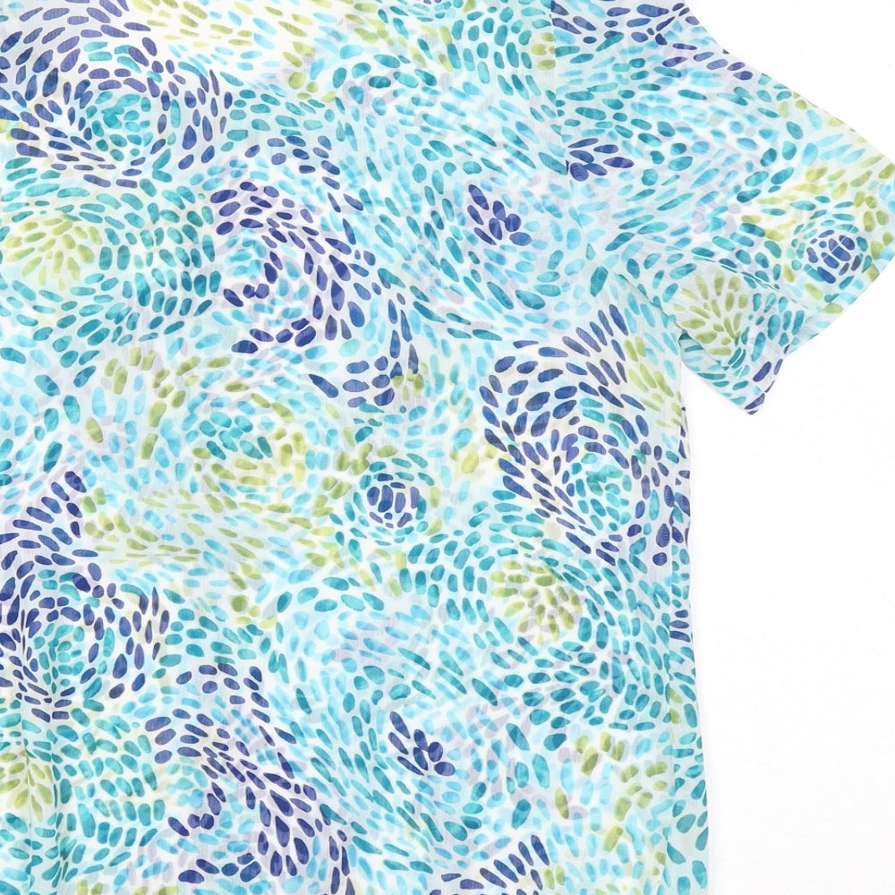 Damart Womens Multicoloured Geometric Viscose Basic Button-Up Size XL Round Neck