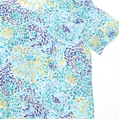 Damart Womens Multicoloured Geometric Viscose Basic Button-Up Size XL Round Neck