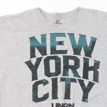 Union Mens Grey Cotton T-Shirt Size 2XL Round Neck - New York City