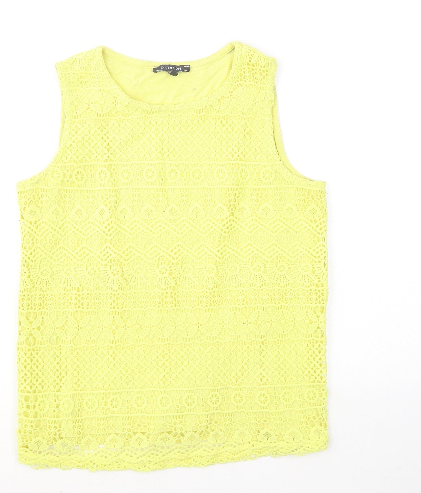 Intuition Womens Yellow Round Neck Cotton Vest Jumper Size 8