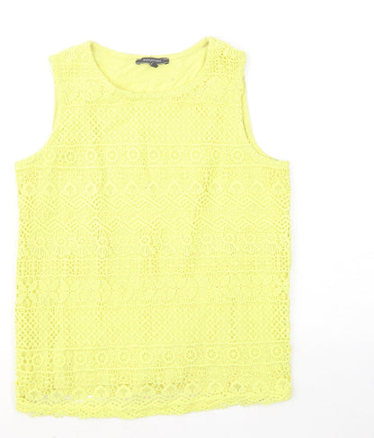 Intuition Womens Yellow Round Neck Cotton Vest Jumper Size 8