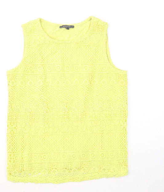 Intuition Womens Yellow Round Neck Cotton Vest Jumper Size 8