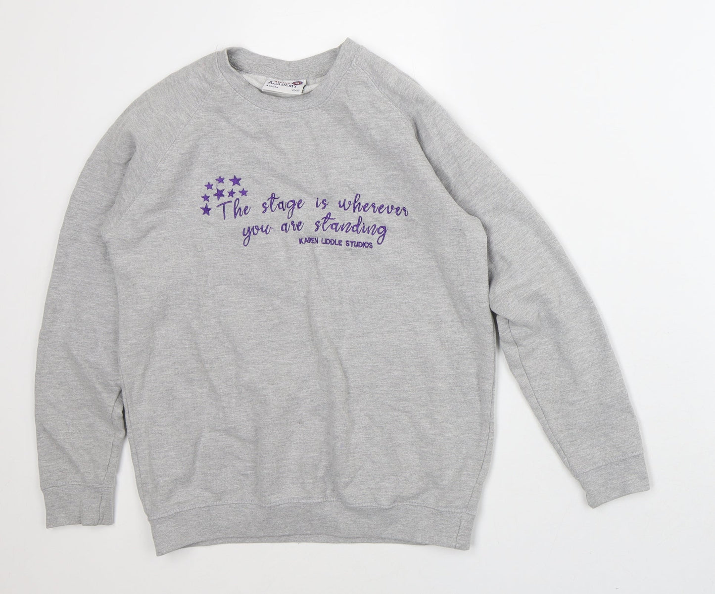 AWD is Academy Girls Grey Cotton Pullover Sweatshirt Size 11-12 Years - Stage