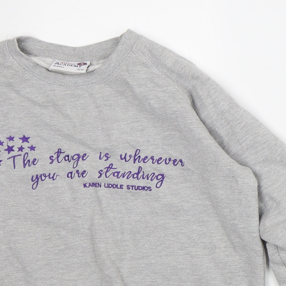 AWD is Academy Girls Grey Cotton Pullover Sweatshirt Size 11-12 Years - Stage