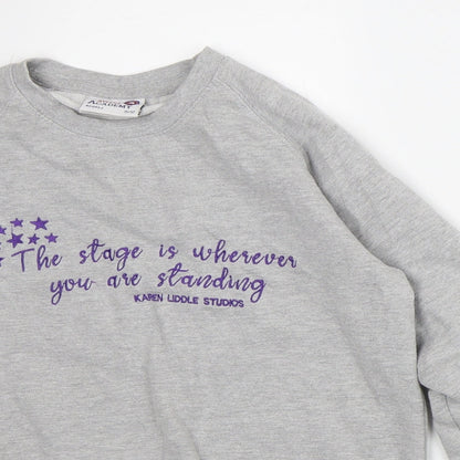 AWD is Academy Girls Grey Cotton Pullover Sweatshirt Size 11-12 Years - Stage
