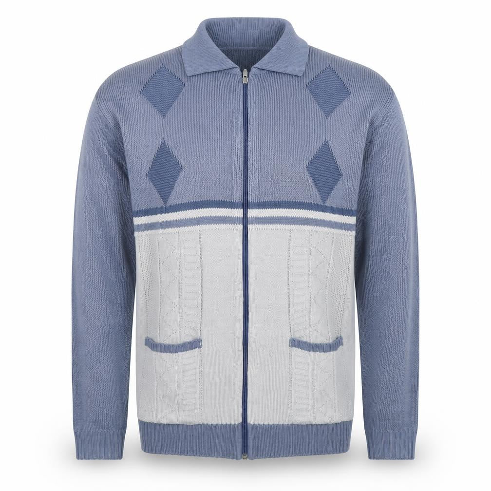 Mens UK Size M Premier Blue Full Zip Jumper