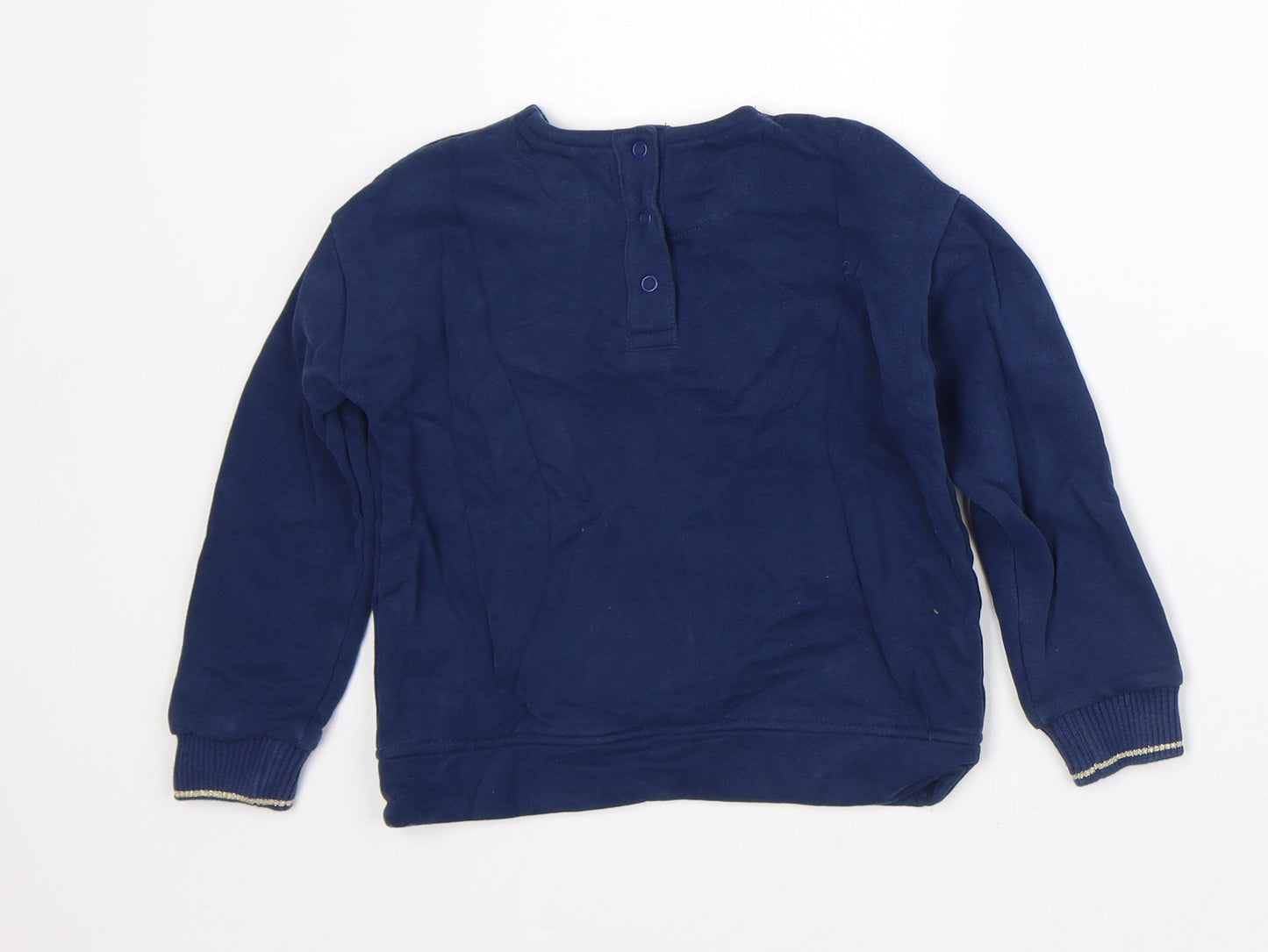 Marks and Spencer Boys Blue Cotton Pullover Sweatshirt Size 4-5 Years - Reindeer