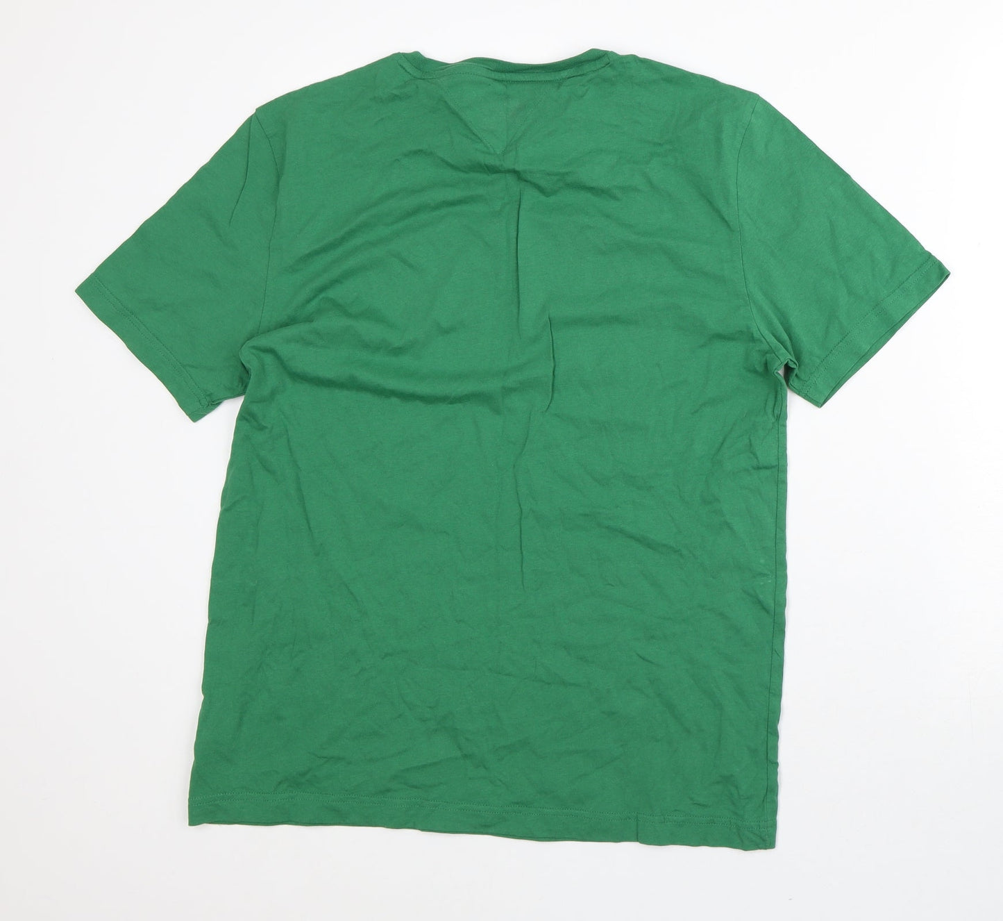 Tommy Hilfiger Mens Green Cotton T-Shirt Size XL Round Neck