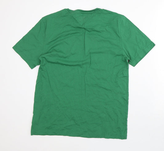 Tommy Hilfiger Mens Green Cotton T-Shirt Size XL Round Neck