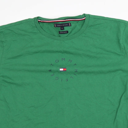 Tommy Hilfiger Mens Green Cotton T-Shirt Size XL Round Neck