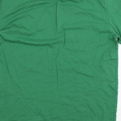 Tommy Hilfiger Mens Green Cotton T-Shirt Size XL Round Neck