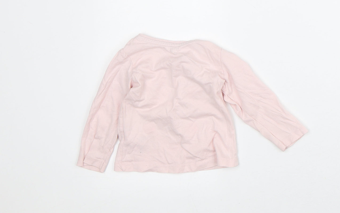 Primark Girls Pink Cotton Basic T-Shirt Size 9-12 Months Crew Neck - Bunny