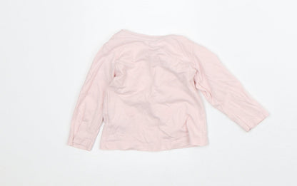 Primark Girls Pink Cotton Basic T-Shirt Size 9-12 Months Crew Neck - Bunny