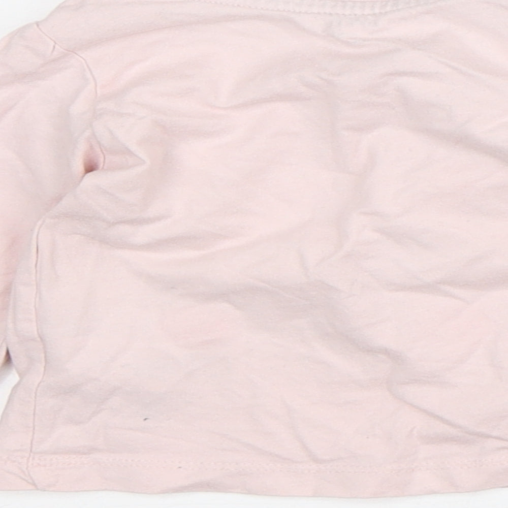 Primark Girls Pink Cotton Basic T-Shirt Size 9-12 Months Crew Neck - Bunny