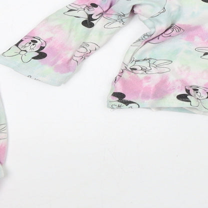 Disney Girls Multicoloured Geometric Cotton Robe Pyjama Set Size 9-12 Months - Minnie Mouse