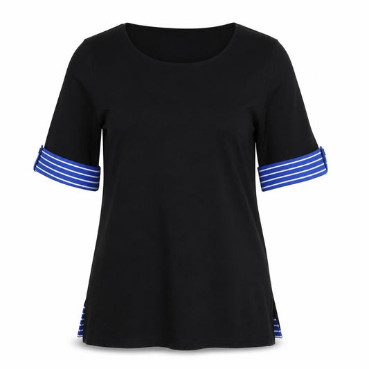 Womens UK Size M Nina Leonard Black Basic T-Shirt