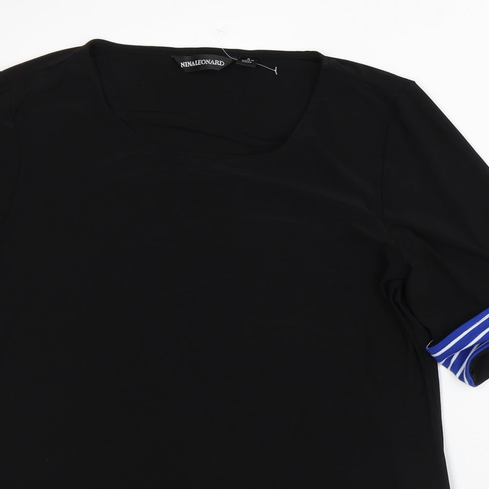 Womens UK Size M Nina Leonard Black Basic T-Shirt