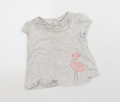 Carter's Girls White Geometric Cotton Basic Blouse Size 12-18 Months Crew Neck - Flamingo