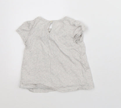 Carter's Girls White Geometric Cotton Basic Blouse Size 12-18 Months Crew Neck - Flamingo