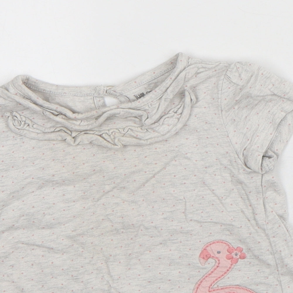 Carter's Girls White Geometric Cotton Basic Blouse Size 12-18 Months Crew Neck - Flamingo