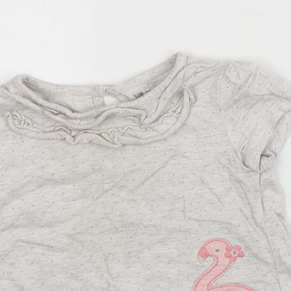 Carter's Girls White Geometric Cotton Basic Blouse Size 12-18 Months Crew Neck - Flamingo
