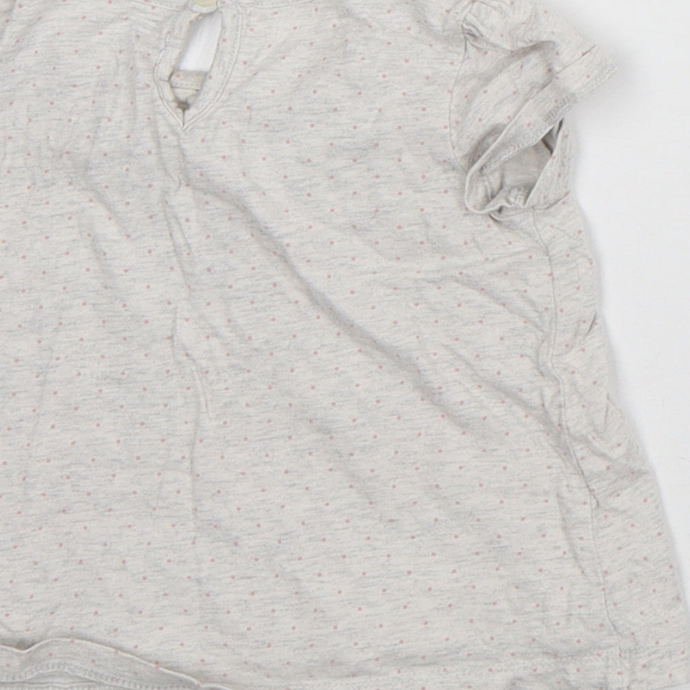Carter's Girls White Geometric Cotton Basic Blouse Size 12-18 Months Crew Neck - Flamingo