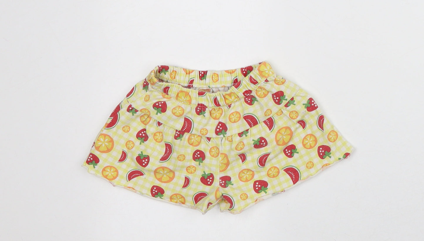Fisher Price Girls Yellow Geometric Cotton Bermuda Shorts Size 2 Years Regular - Fruit
