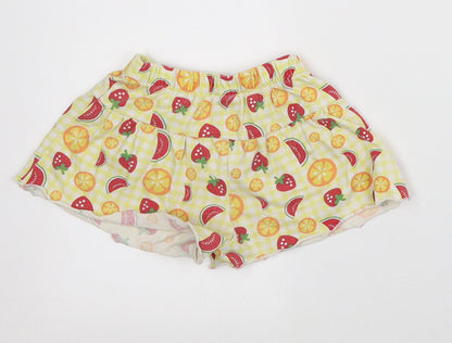 Fisher Price Girls Yellow Geometric Cotton Bermuda Shorts Size 2 Years Regular - Fruit