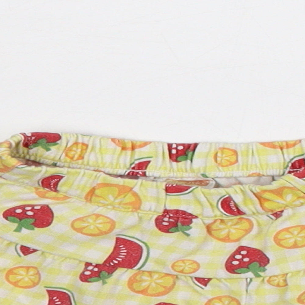 Fisher Price Girls Yellow Geometric Cotton Bermuda Shorts Size 2 Years Regular - Fruit