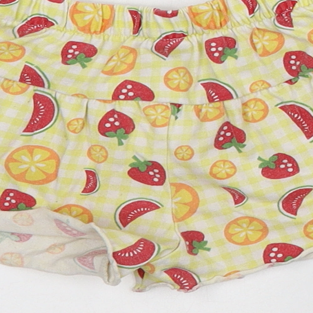 Fisher Price Girls Yellow Geometric Cotton Bermuda Shorts Size 2 Years Regular - Fruit