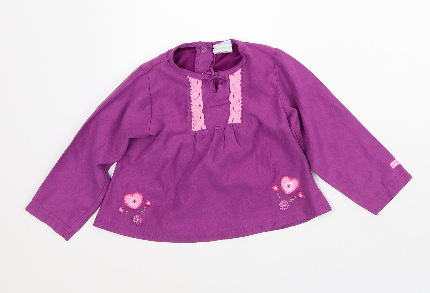 Sesame Girls Purple Polyester Tunic T-Shirt Size 2 Years Round Neck