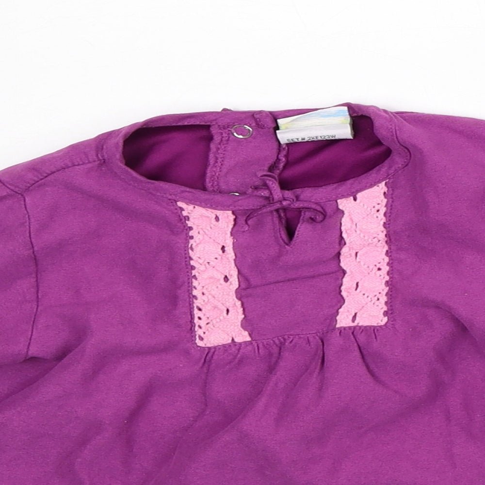 Sesame Girls Purple Polyester Tunic T-Shirt Size 2 Years Round Neck