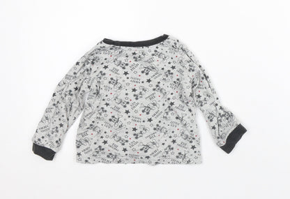 Disney Baby Grey Geometric Cotton Basic T-Shirt Size 12-18 Months Crew Neck - Mickey Mouse