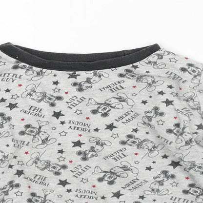 Disney Baby Grey Geometric Cotton Basic T-Shirt Size 12-18 Months Crew Neck - Mickey Mouse