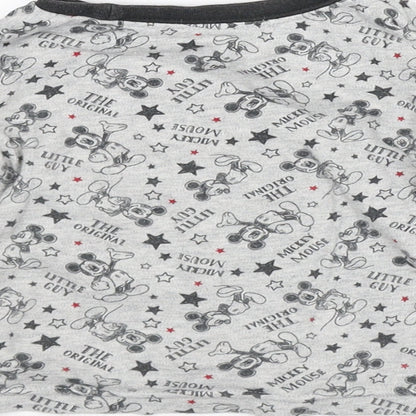 Disney Baby Grey Geometric Cotton Basic T-Shirt Size 12-18 Months Crew Neck - Mickey Mouse
