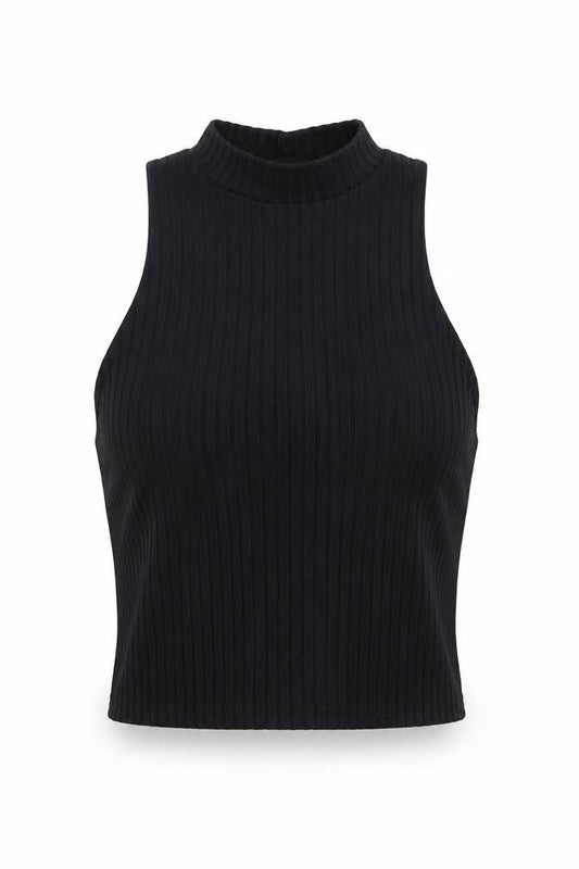 Womens UK Size 8 Parisian Black Cropped Tank