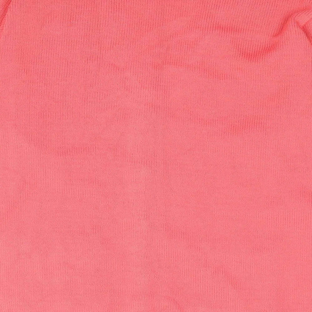 Florida Collection Womens Pink V-Neck Floral Acrylic Cardigan Jumper Size S