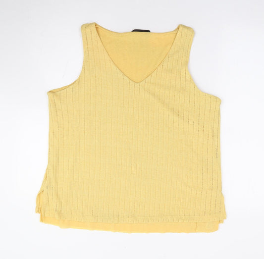 Dunnes Womens Yellow Polyester Jersey Tank Size L Round Neck
