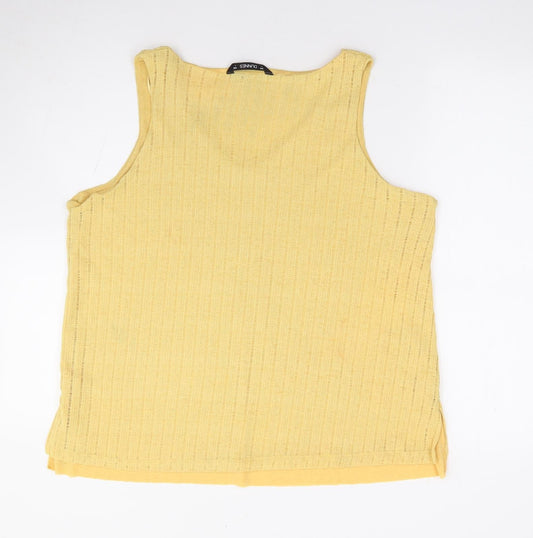 Dunnes Womens Yellow Polyester Jersey Tank Size L Round Neck