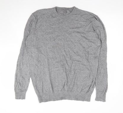 George Mens Grey Round Neck Cotton Pullover Jumper Size XL