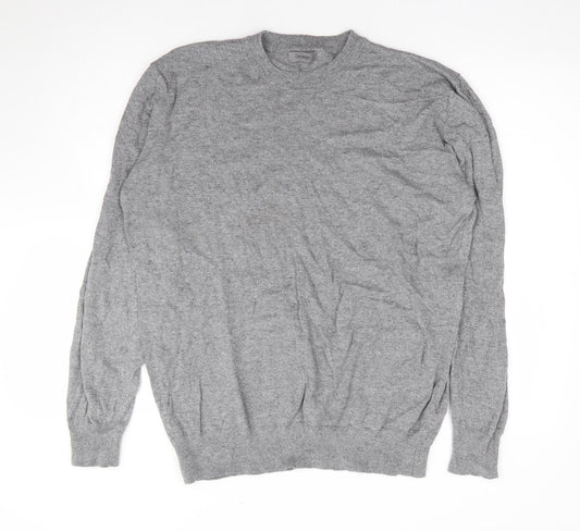 George Mens Grey Round Neck Cotton Pullover Jumper Size XL