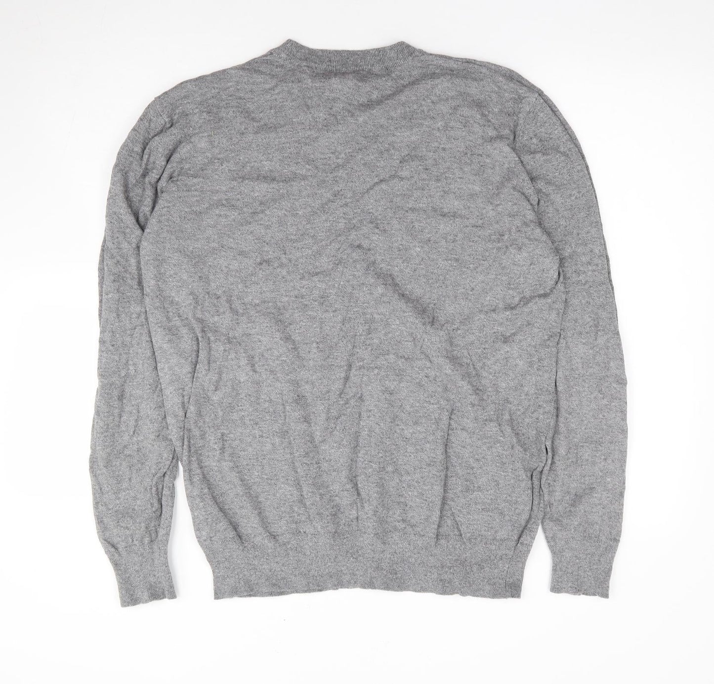 George Mens Grey Round Neck Cotton Pullover Jumper Size XL