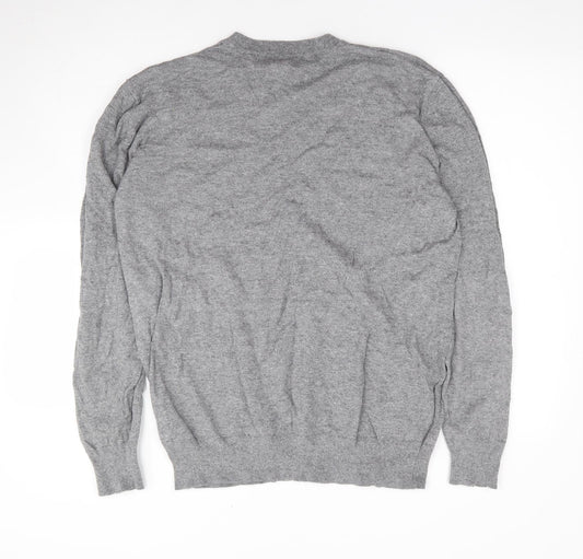 George Mens Grey Round Neck Cotton Pullover Jumper Size XL