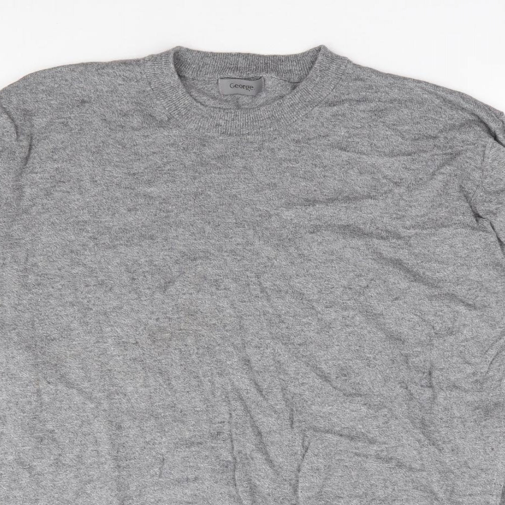 George Mens Grey Round Neck Cotton Pullover Jumper Size XL