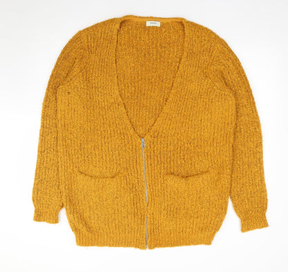 Womens UK Size L Papaya Yellow Full Zip Jumper